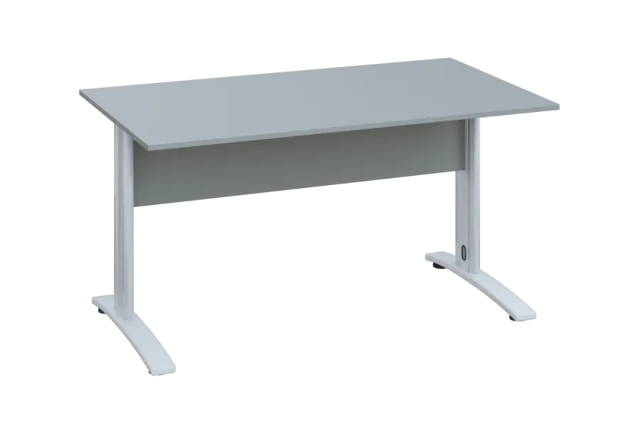 EPK 28 - 14 stůl kancelářský, kovová podnož bílá, deska 25 mm, široký 1400 mm, šedá